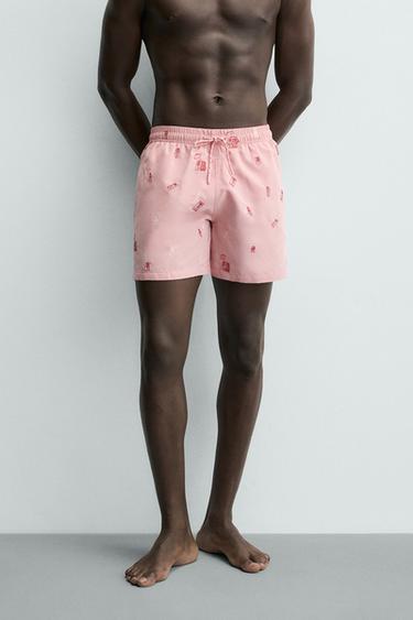 COMBINED EMBROIDERED MEDIUM SWIMMING TRUNKS - Pink by Zara - Image 2