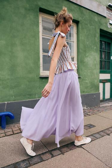 JUPE MI-LONGUE CAPE - Mauve de Zara - Image 3