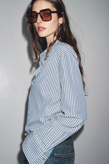 CHEMISE FLUIDE À RAYURES ZW COLLECTION - Bleu / Blanc de Zara - Image 1