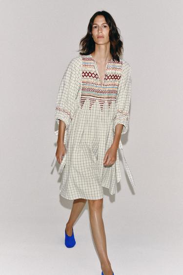 ПЛАТЬЕ МИДИ ИЗ СМЕСОВОГО ЛЬНА — ZW COLLECTION — Разноцветный от Zara
