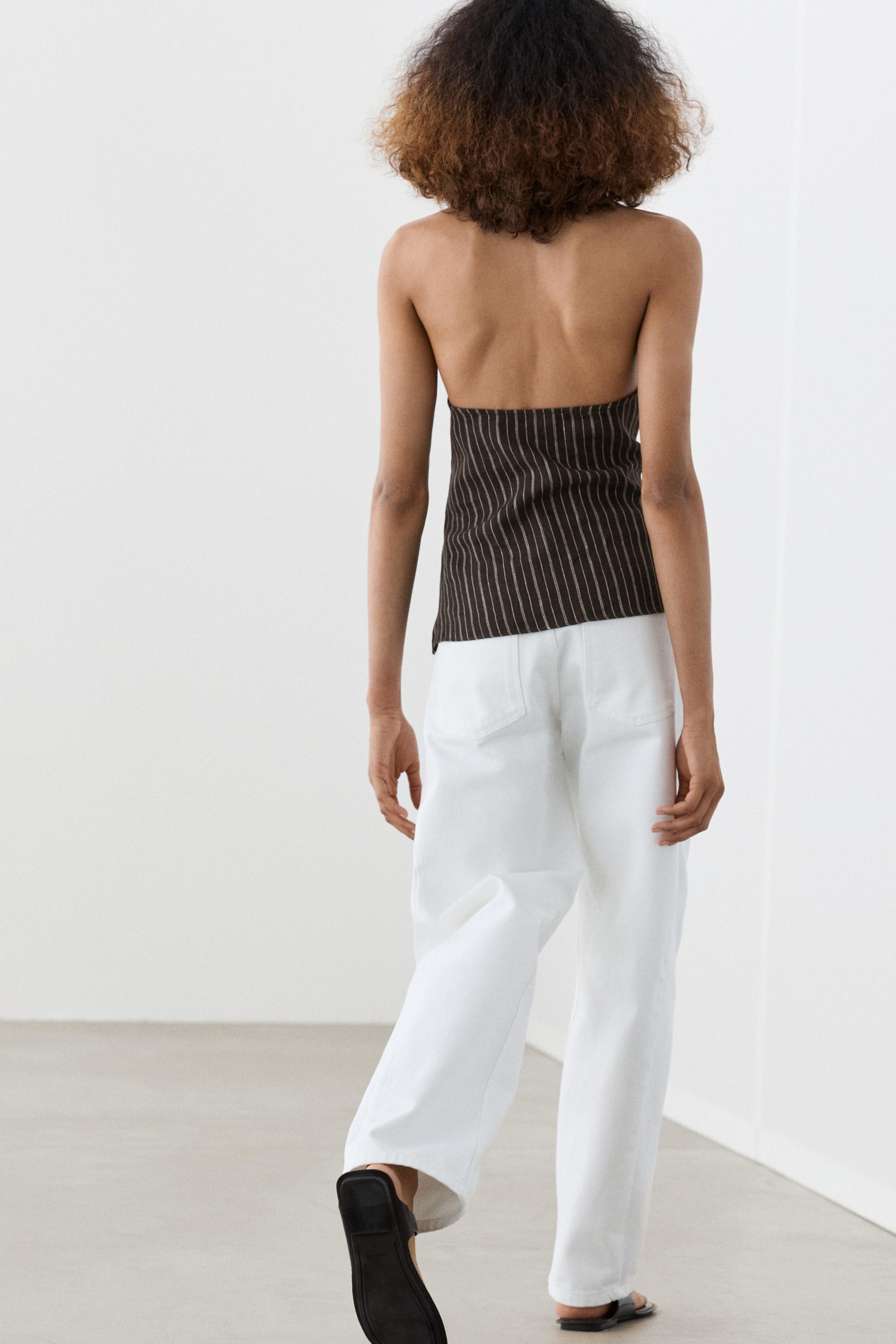 Top encolure américaine rayé