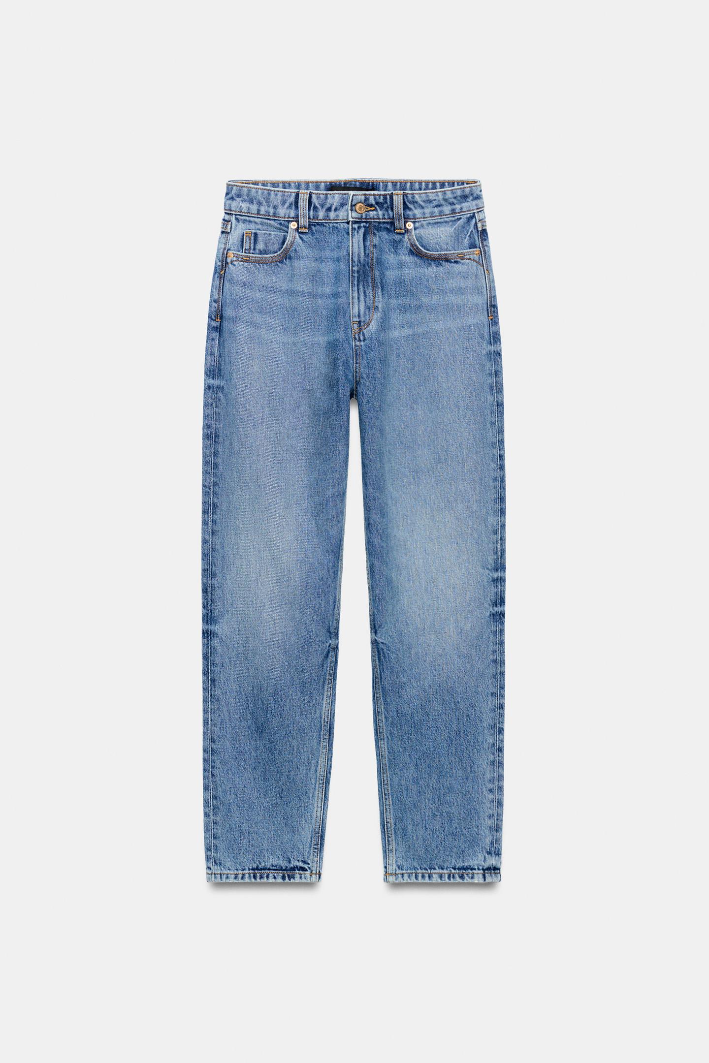Женские джинсы Zara Z1975 High Rise Mom Fit, цвет: Синий — фото 7