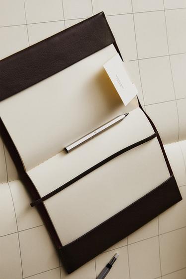 A5 LEATHER COVER NOTEBOOK - Burgundy by Zara - Image 5
