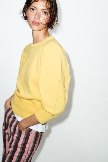 KNIT PUFF SLEEVE JUMPER - Yellow by Zara - Image 1