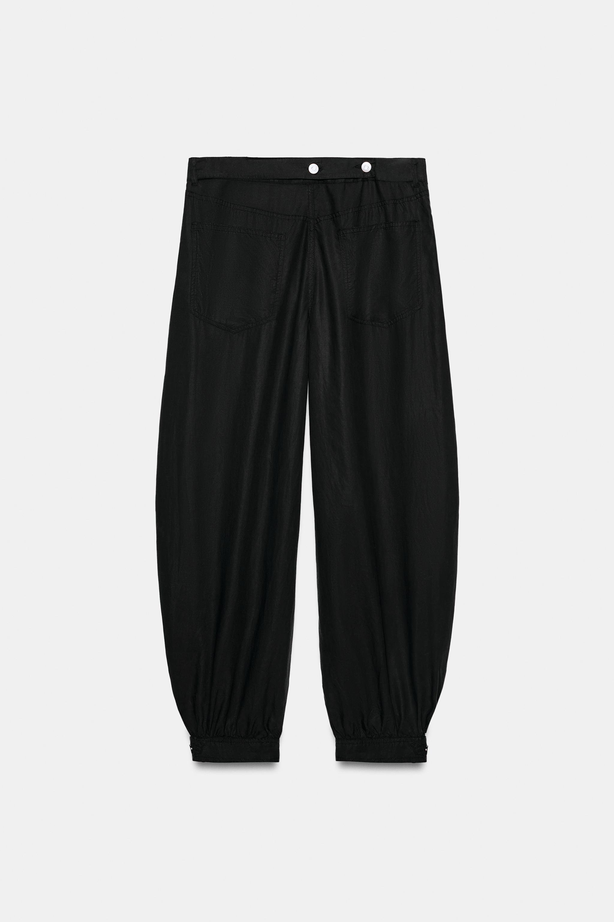 Женские брюки Zara FLOWY CUFFED BALLOON PANTS — фото 9