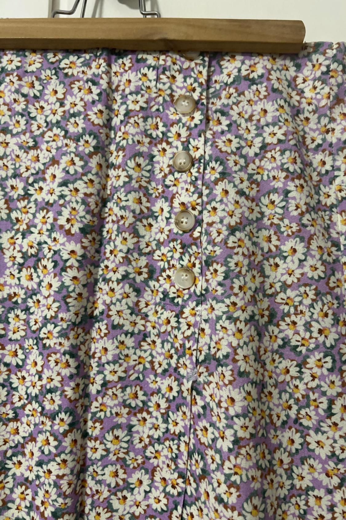 LINEN BLEND FLORAL PRINT SKIRT - Image 3