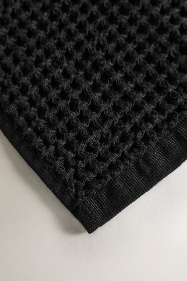 WAFFLE-KNIT COTTON HAND TOWEL (PACK OF 3) - Black by Zara - Image 2