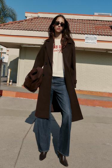 МЯГКОЕ ПАЛЬТО ОВЕРСАЙЗ — КОРИЧНЕВЫЙ от Zara