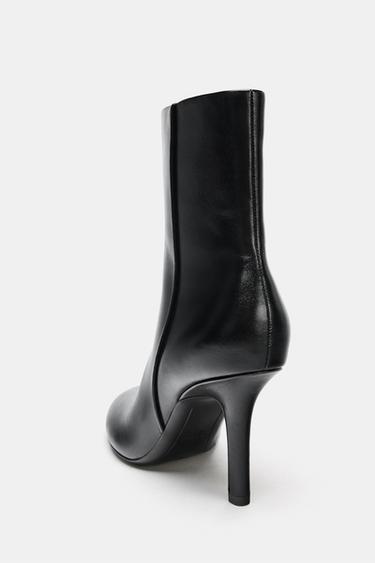 LEATHER HIGH-HEEL ANKLE BOOTS - Black by Zara - Image 5