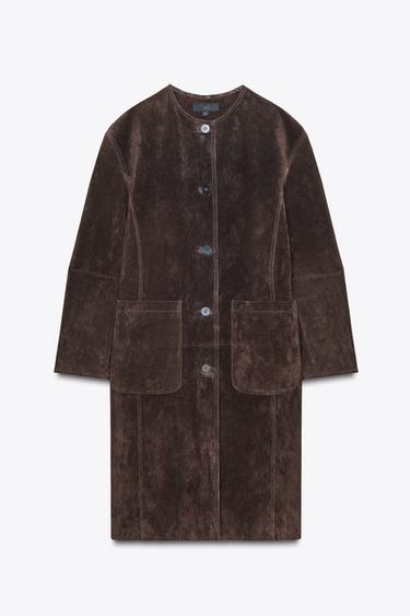 100% LEATHER COAT - Brown by Zara - Image 6