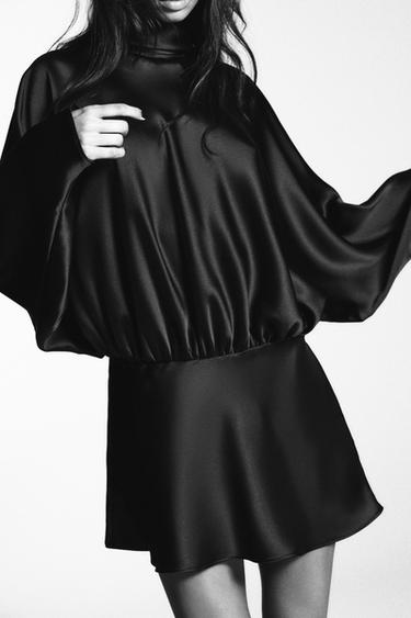 SHORT SATIN SCARF DRESS - Black by Zara - Image 2