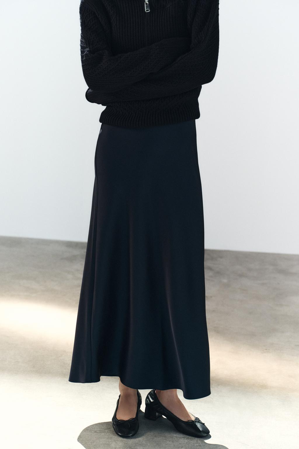 SATIN MIDI SKIRT