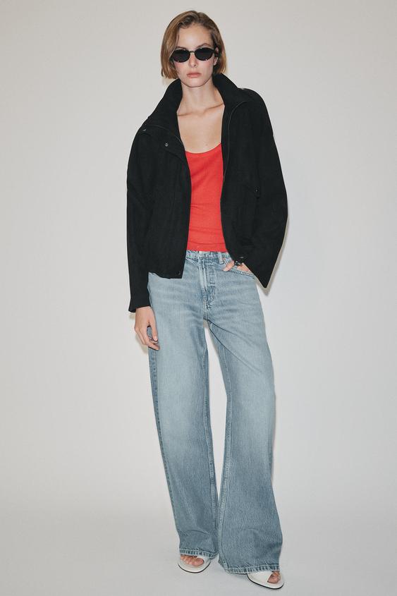 CAZADORA BOMBER CUELLO SUBIDO - Negro de Zara - Imagen 0