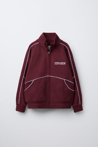 Zara PLUSH SWEATSHIRT WITH TEXT - Maroon
