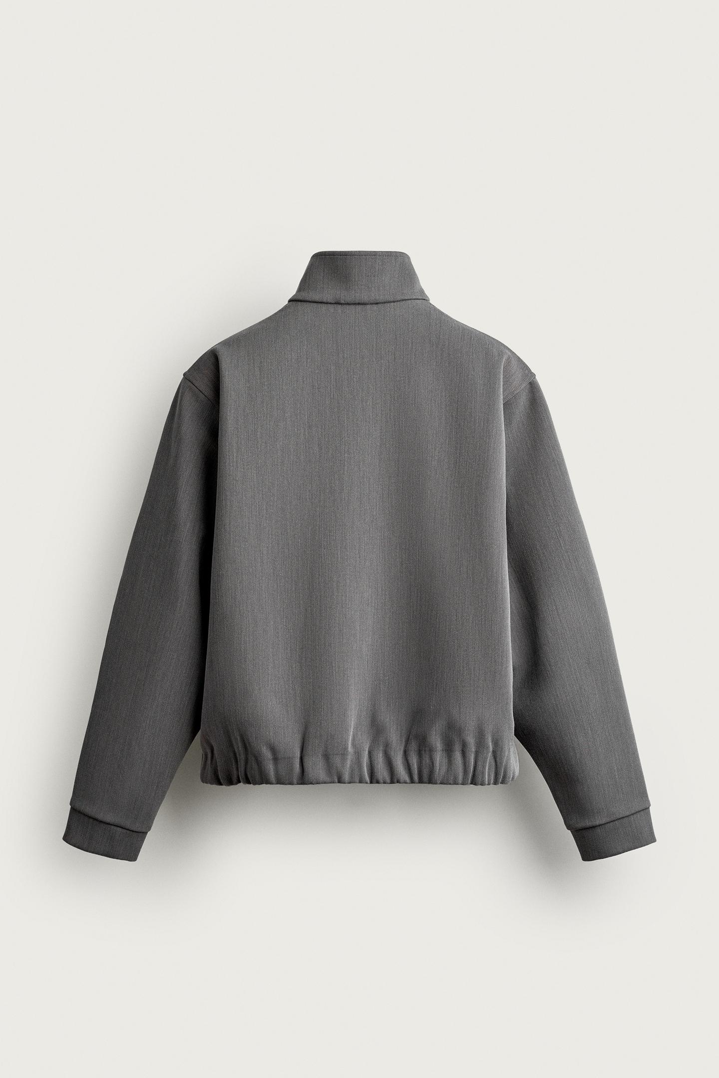 Мужская куртка Zara Relaxed Fit Zip-Up, цвет: Серый — фото 8