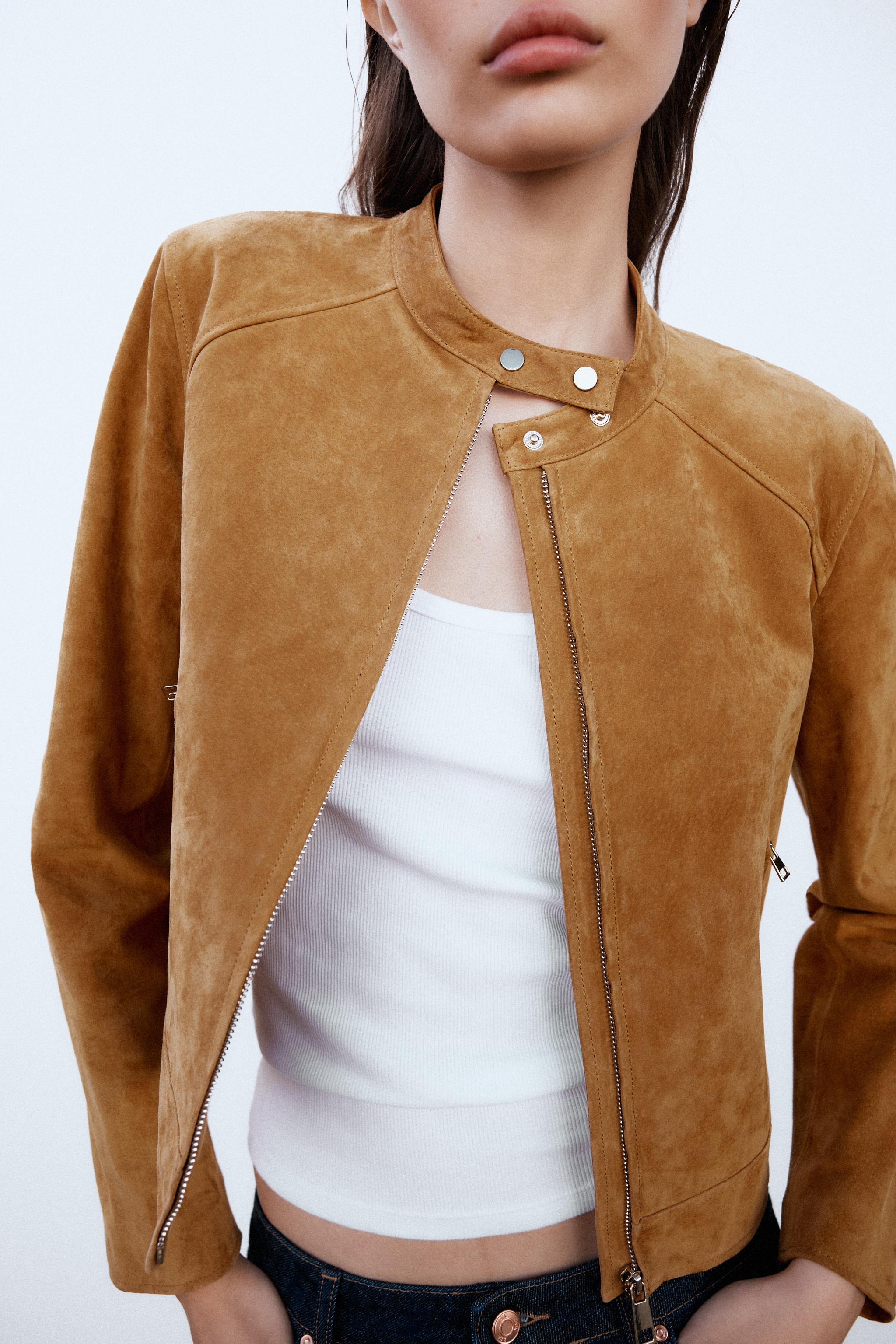ZARA 100% レザージャケット 8073/042 100% LEATHER JACKET - taupe brown | ZARA Canada