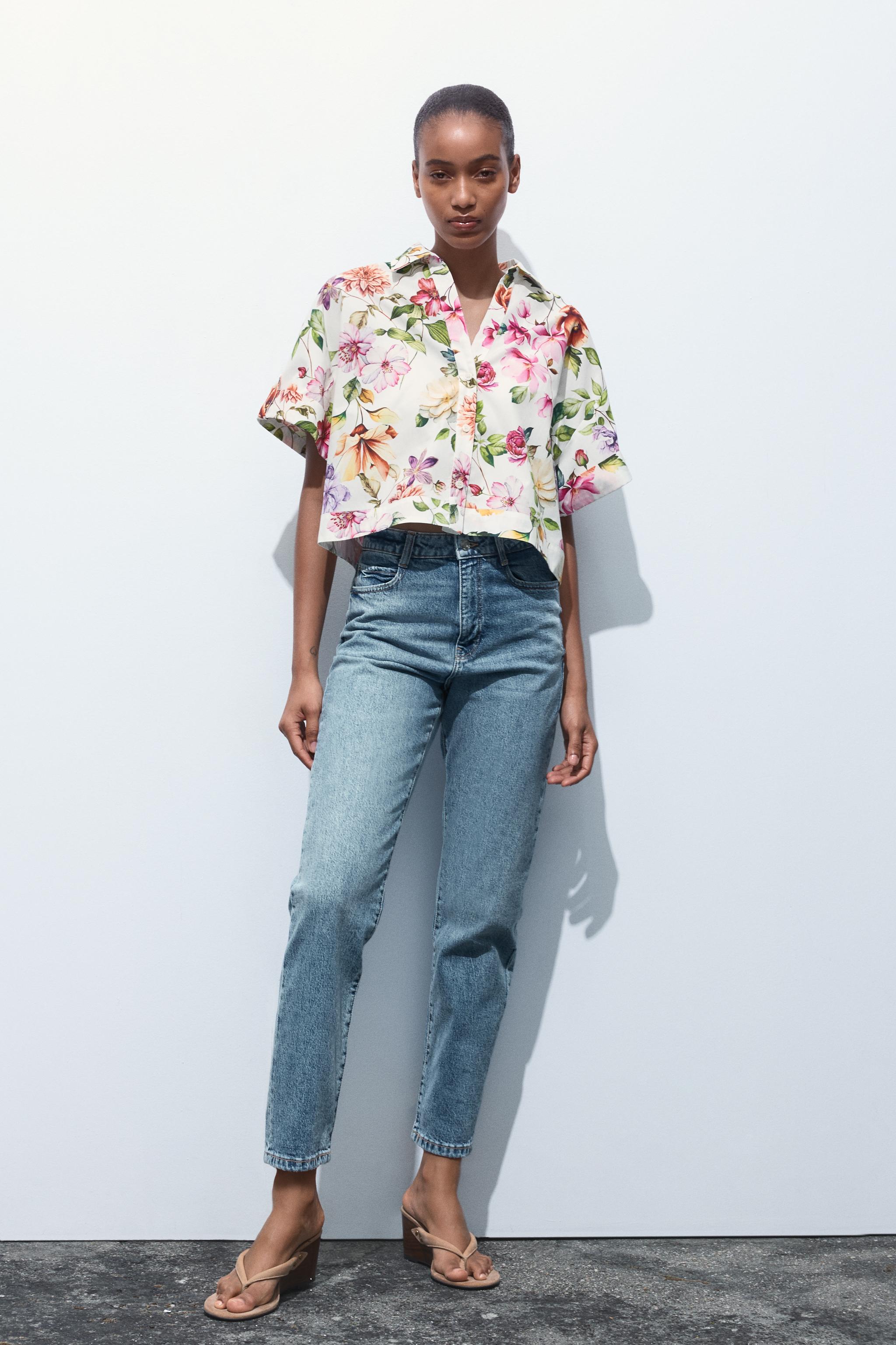 FLORAL PRINT POPLIN SHORT SHIRT - Multicolored | ZARA Canada