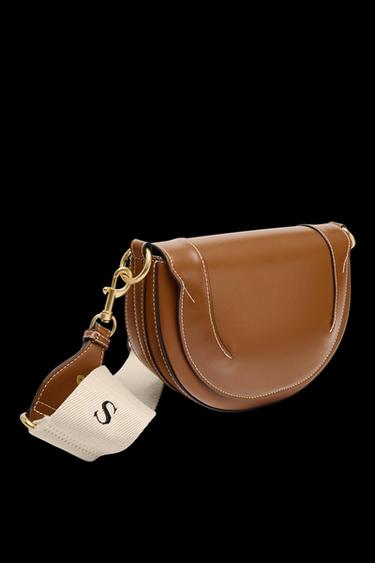 Zara CANVAS STITCH CROSSBODY BAG - Dark tan - Image 0