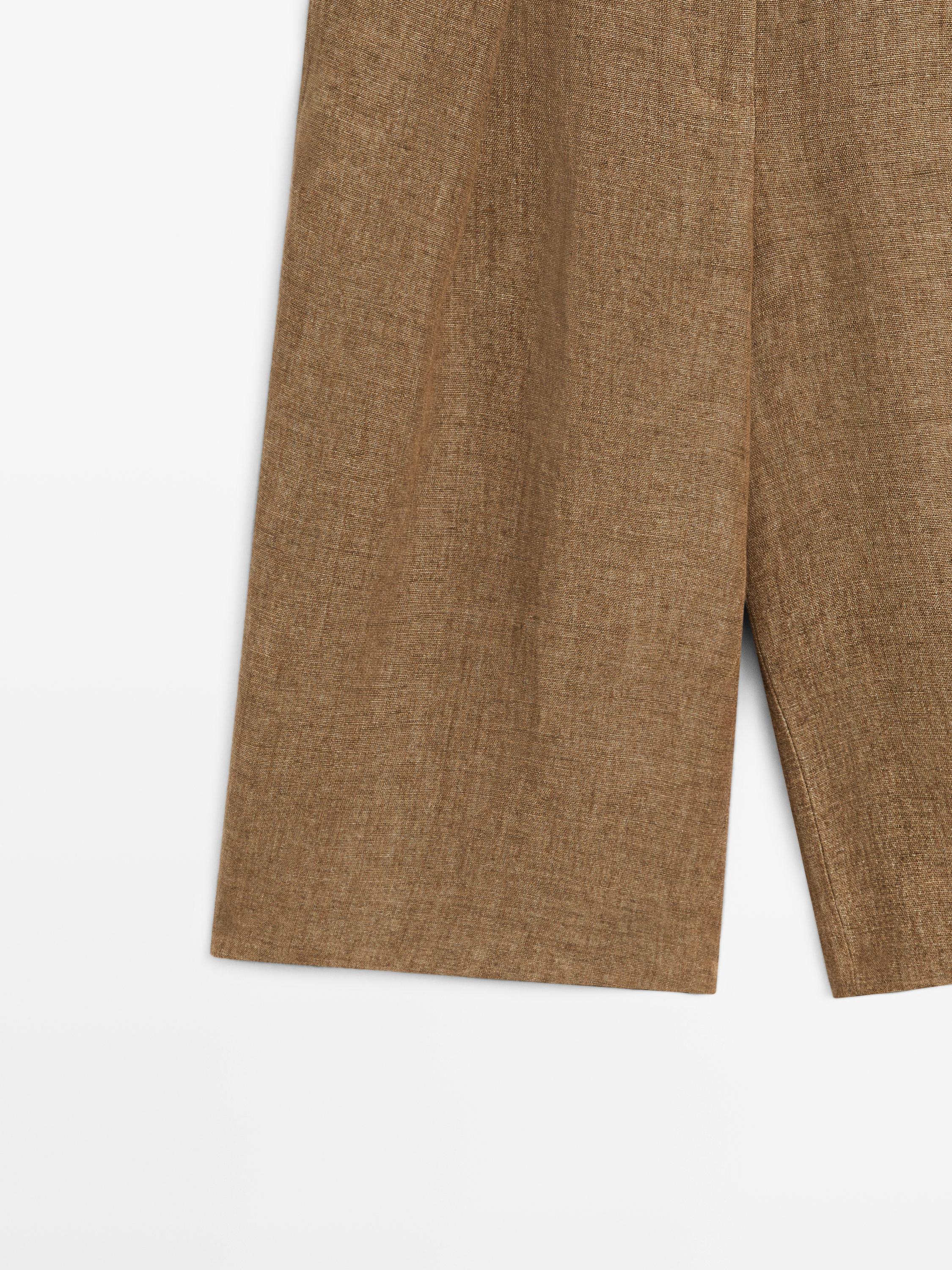 Melange linen suit Bermuda shorts