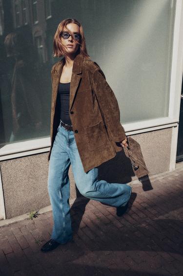 JEANS Z1975 STRAIGHT MITTELHOHER BUND GÜRTEL - Mittelblau von Zara