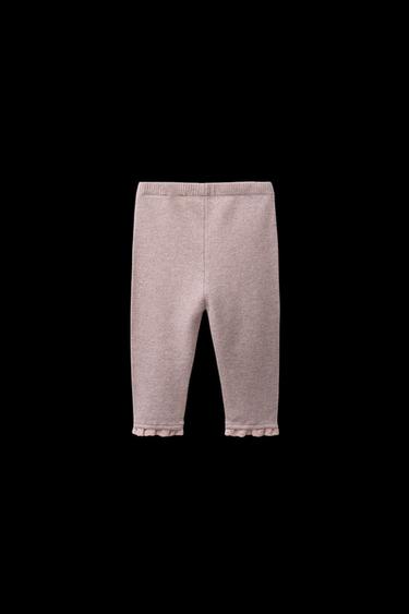KNIT LACE TRIM LEGGINGS - Light pink by Zara