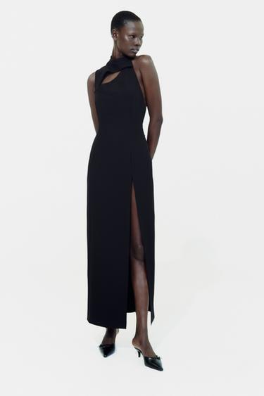 ПЛАТЬЕ ИЗ КРЕПА С ВЫРЕЗАМИ — ЧЕРНЫЙ от Zara — изображение 0