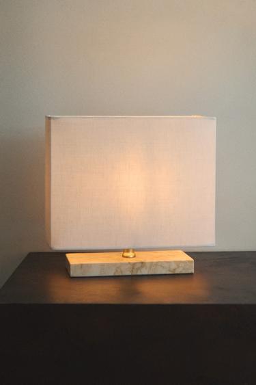 Zaras BORDSLAMPA I MARMOR OCH LINNE - Naturfärg