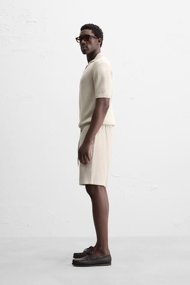 BERMUDA AVEC LIN - Beige clair de Zara - Image 3