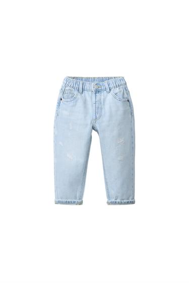 JEANS BAGGY LOW ستايل ممزّق - أزرق فاتح by Zara