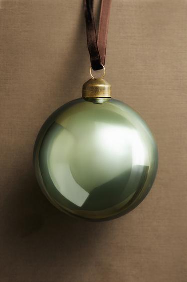 GREEN BAUBLE CHRISTMAS TREE DECORATION - Light green by Zara - Image 4