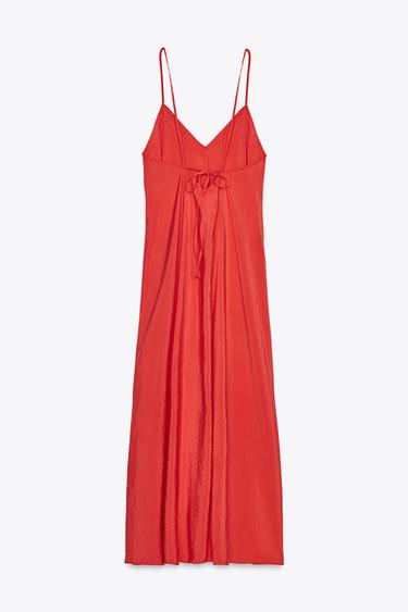 ROBE MIDI FLUIDE - Rouge / Corail de Zara - Image 5
