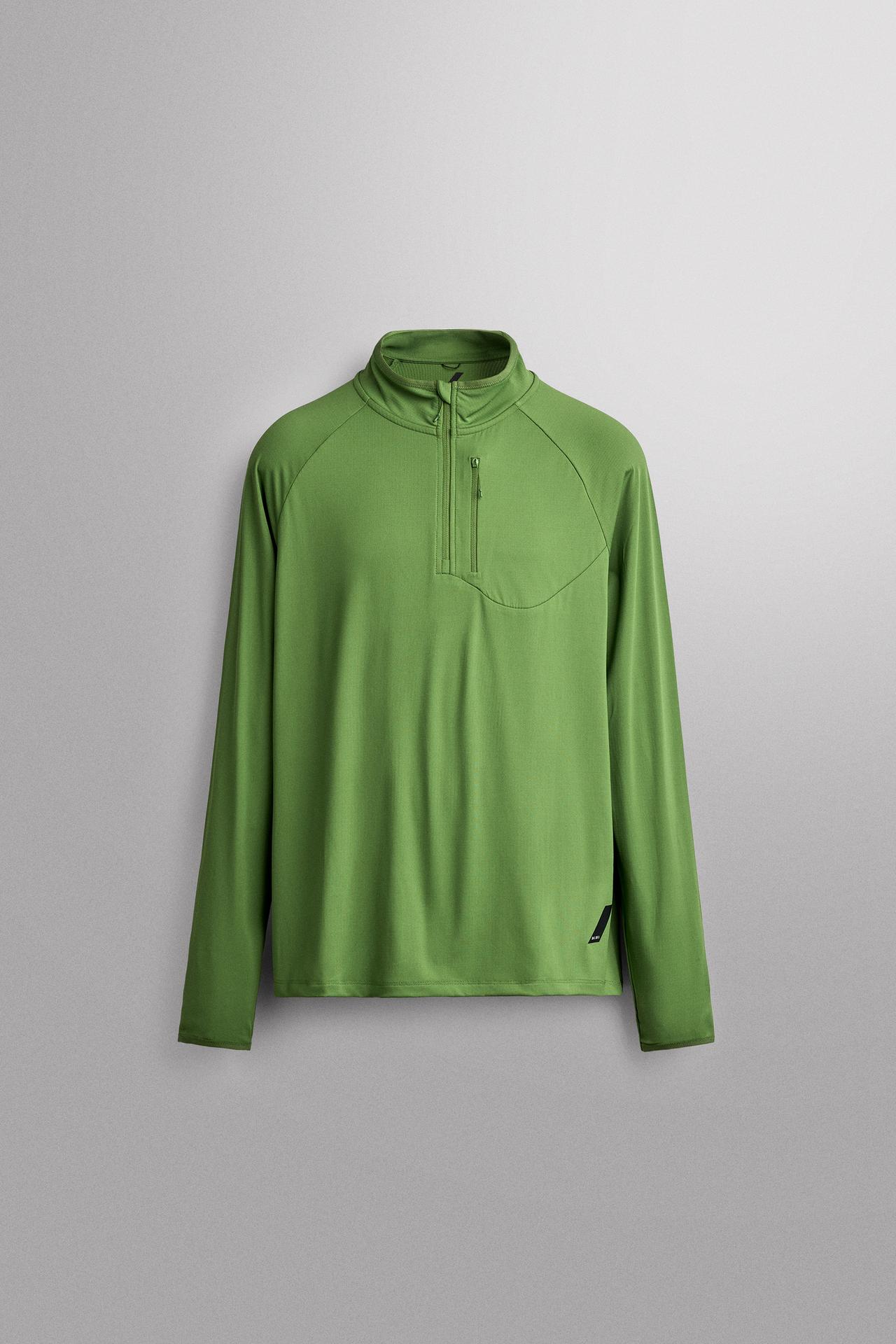 TECHNICAL QUARTER-ZIP T-SHIRT — Sea green