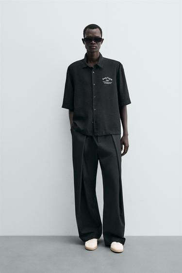CAMISA FLUIDA BORDADO - Negro de Zara - Imagen 0