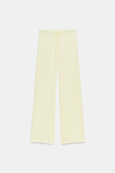 STRAIGHT-LEG FLOWING TROUSERS - Yellow by Zara - Image 5