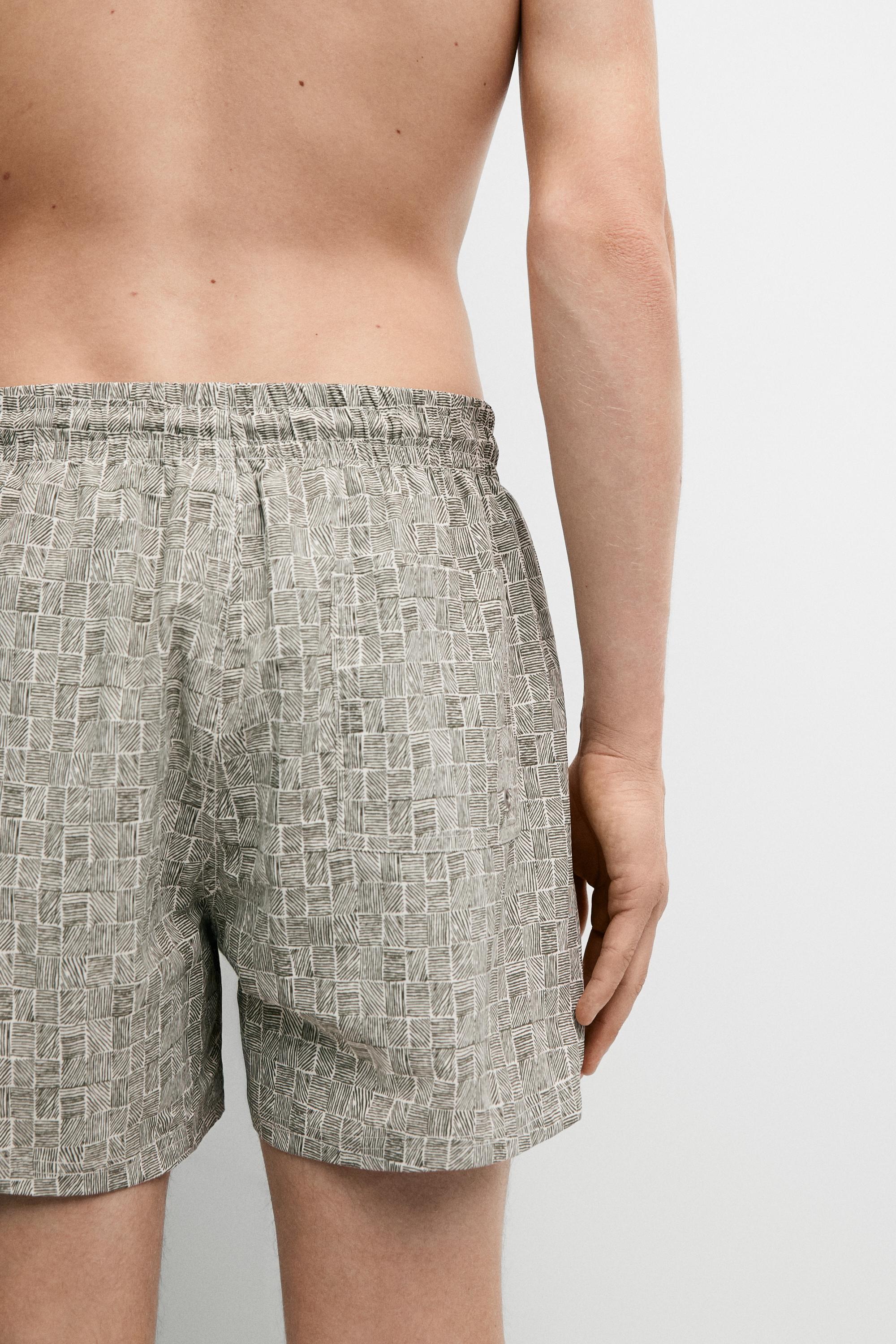 Printed swimming trunks — Khaki
