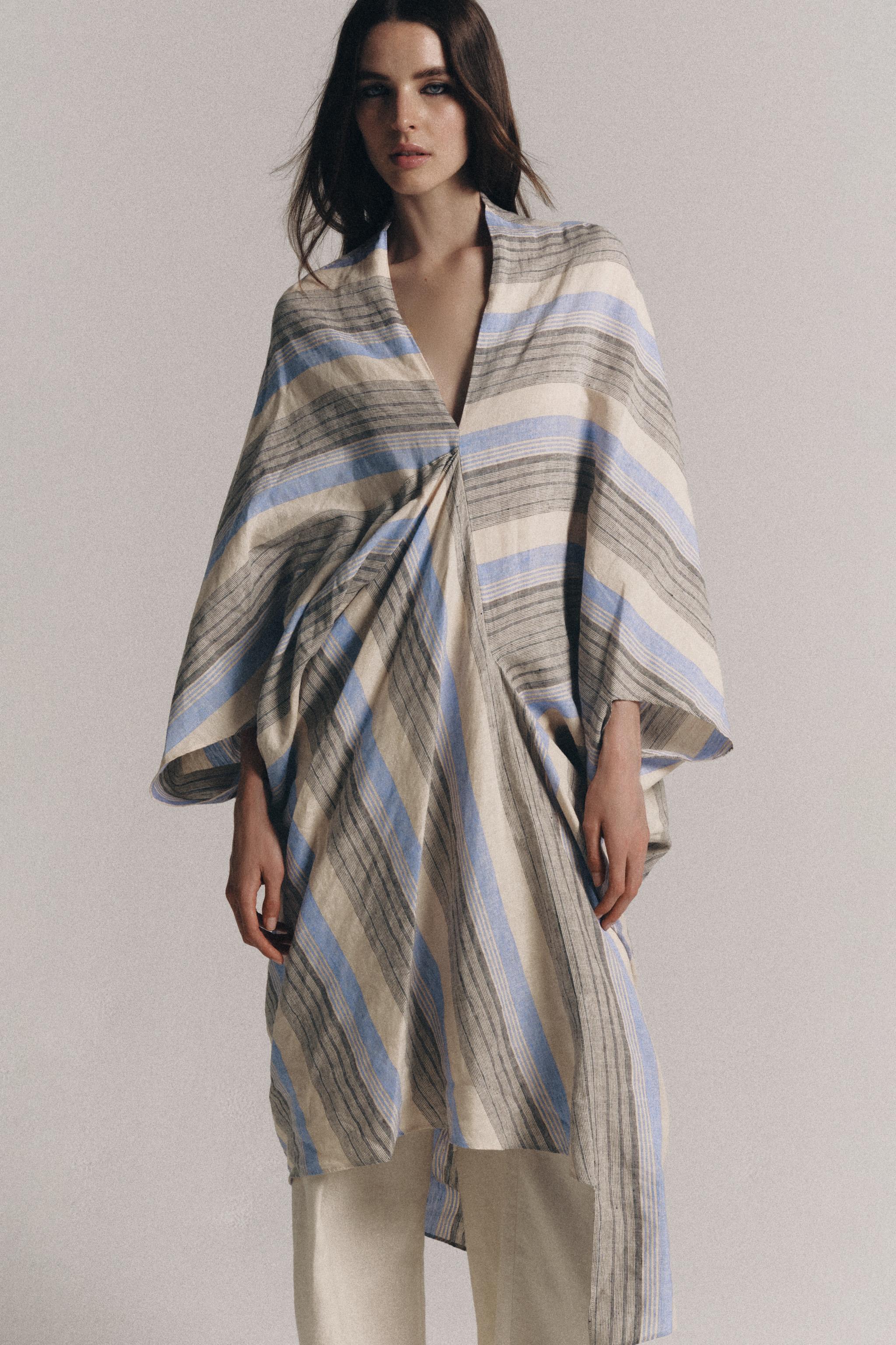 Женские платья Zara ZW COLLECTION STRIPED LINEN TUNIC — фото 2