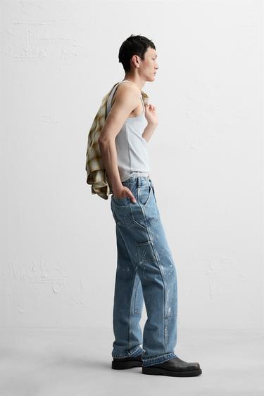 WASHED CARPENTER TROUSERS - Mid-blue by Zara - Image 3