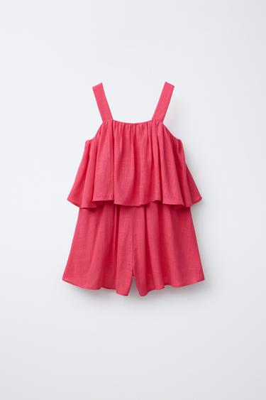 LINEN BLEND PLAYSUIT - Fuchsia by Zara - Image 0