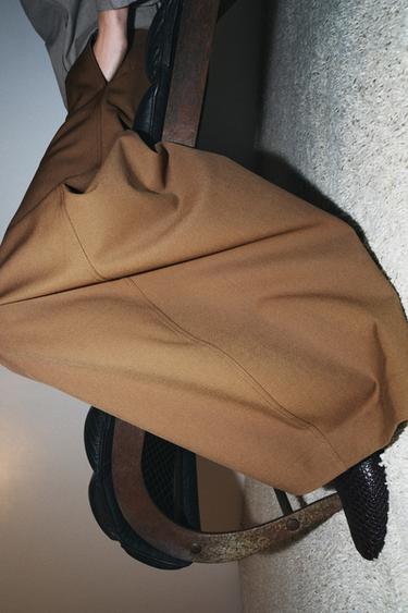 ZW COLLECTION VOLUME WIDE-LEG TROUSERS - Caramel by Zara - Image 3