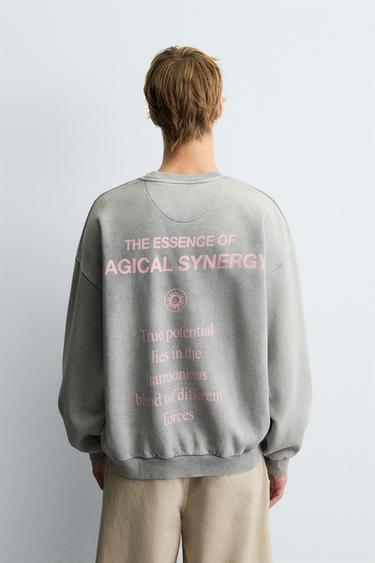 SUDADERA ESTAMPADO COMBINADO - Gris claro de Zara