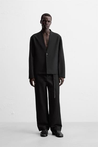 BLAZER TRAJE ALGODÓN - LINO - Negro de Zara - Imagen 0