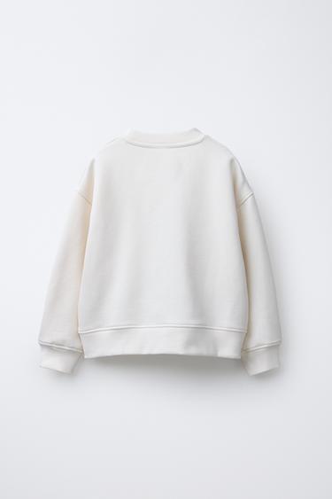 SWEATSHIRT WITH SLOGAN AND TEDDY BEAR PRINT - Ecru by Zara - Image 1