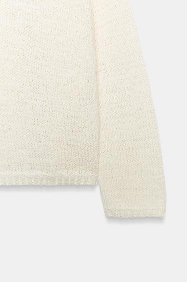 V-NECK KNIT JUMPER - Ecru by Zara - Image 8