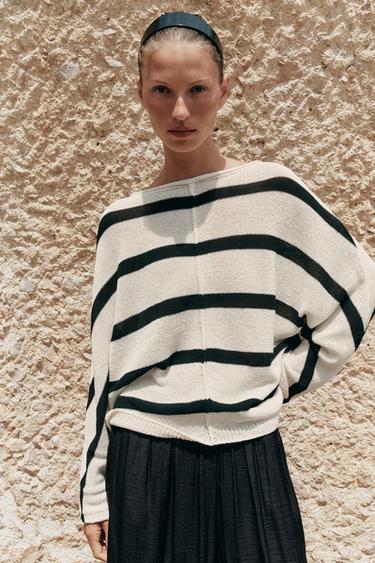 Zara STRIPED KNIT SWEATER - striped
