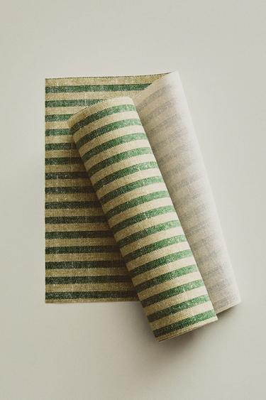 PACK OF REUSABLE STRIPED NAPKINS (PACK OF 20) - Green by Zara