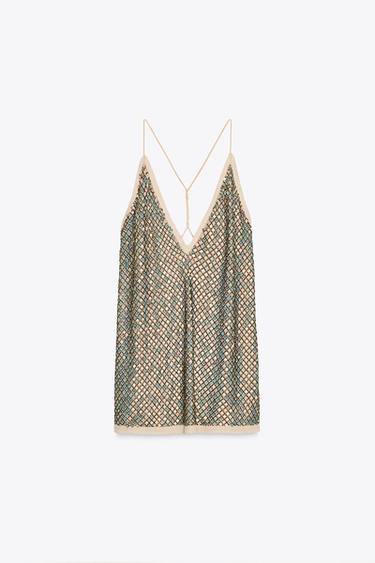 ZW COLLECTION LIMITED EDITION SEQUIN STRAPPY TOP - Copper by Zara