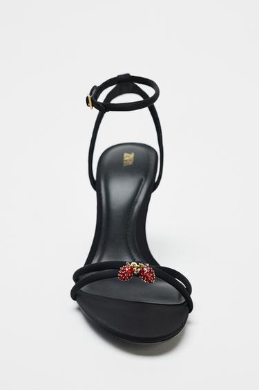BEADED CROSSOVER STRAP SANDALS - Black by Zara - Image 5