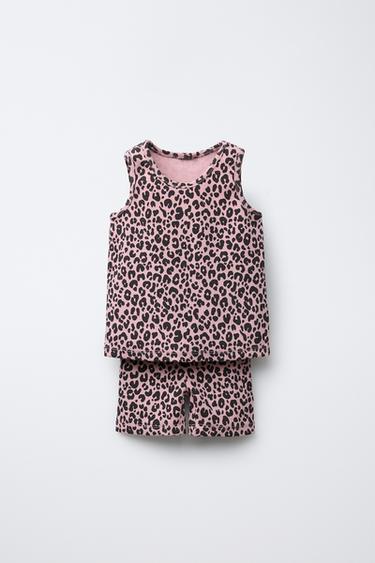 TOTAL LOOK PRINTED RIB CYCLING T-SHIRT AND LEGGINGS - Dark anthracite by Zara