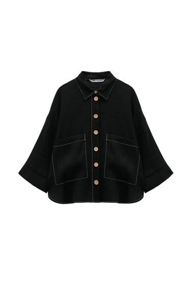 OVERSIZED SHIRT WITH TOPSTITCHING