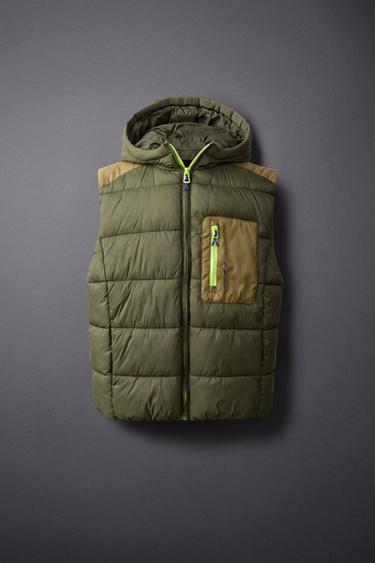 WATER-REPELLENT NYLON VEST — Khaki 1